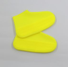 Men and women hiking slip wearable easy to carry silicone rain boots (Option: Yellow S code-S)