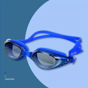 Waterproof Silicone Electroplating Anti-fog UV Protection Swimming Goggles For Men And Women; Swimming Pool Eyewear; Adults/Kids Diving Glasses (Color: Electroplating Anti-fog Blue)