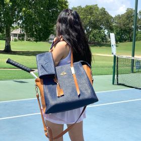 NiceAces BALA Tennis Bag;  Pickleball Tote Bag; Laptop Bag and Everyday Two Tone Tote Bag For Women (Color: Blue)